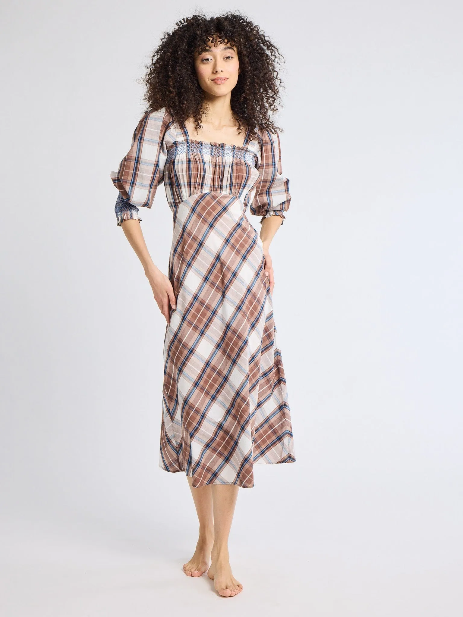 Soft Layering Delicate Mood Joan Dress in Highland Plaid