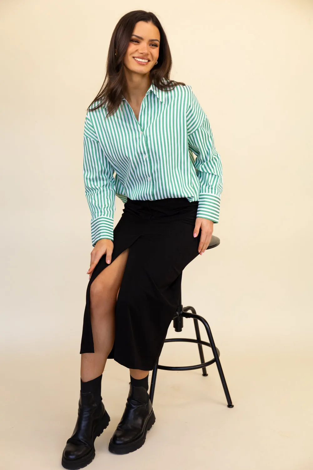 Breezy Fit birthday party Josie High Waisted Slit Black Skirt