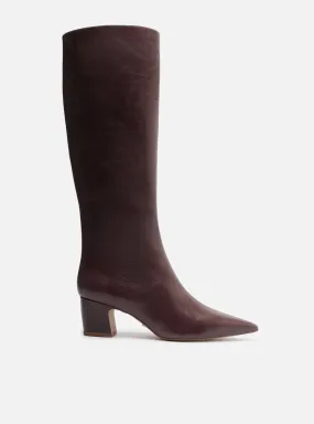 Elastic Goring Julie Mid Block Leather Boot