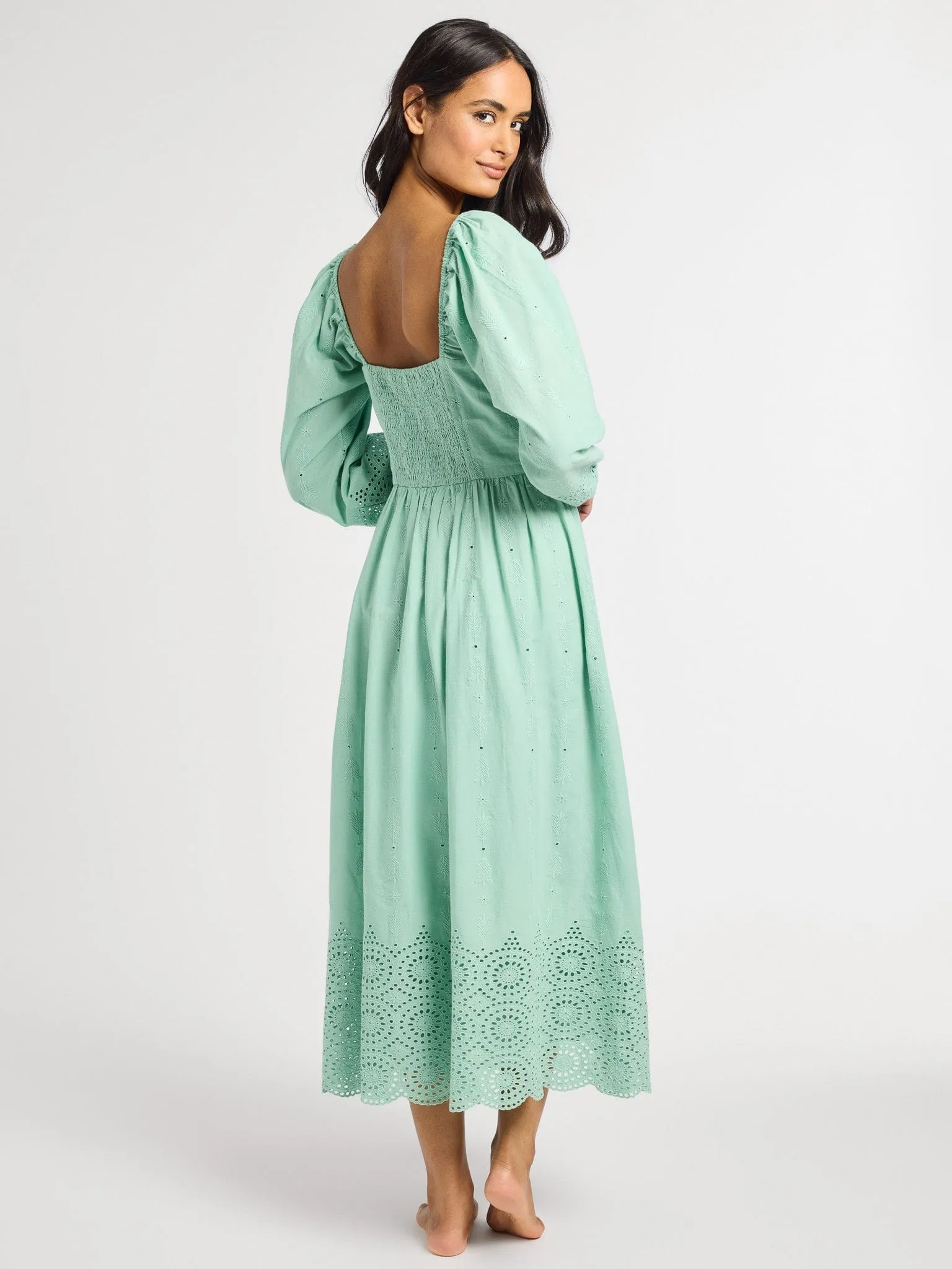 Layerable Piece Juliette Dress in Pistachio Eyelet
