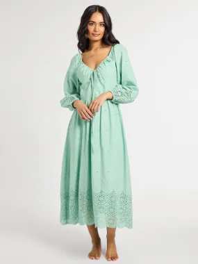 Juliette Dress in Pistachio Eyelet Natural Feel