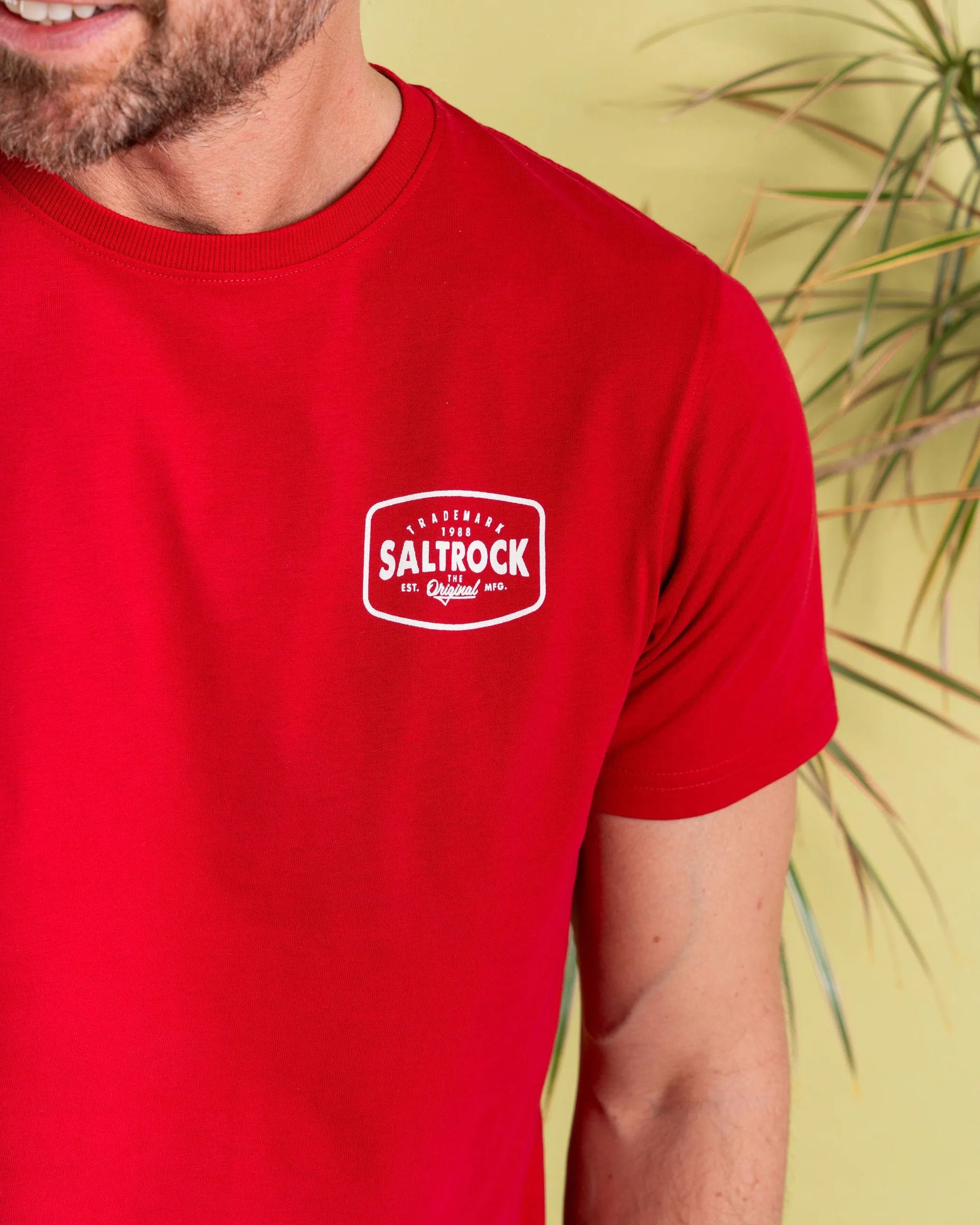 Jungle Wanderer - Mens Short Sleeve T-Shirt - Red Reinforced Shoulder Stitching