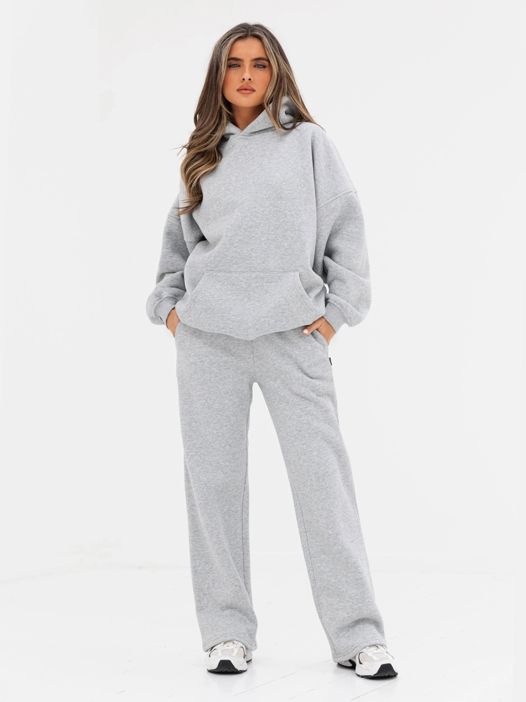 Chilly Weather Wear Kayla Wide Leg Sweatpants - Marl Grey