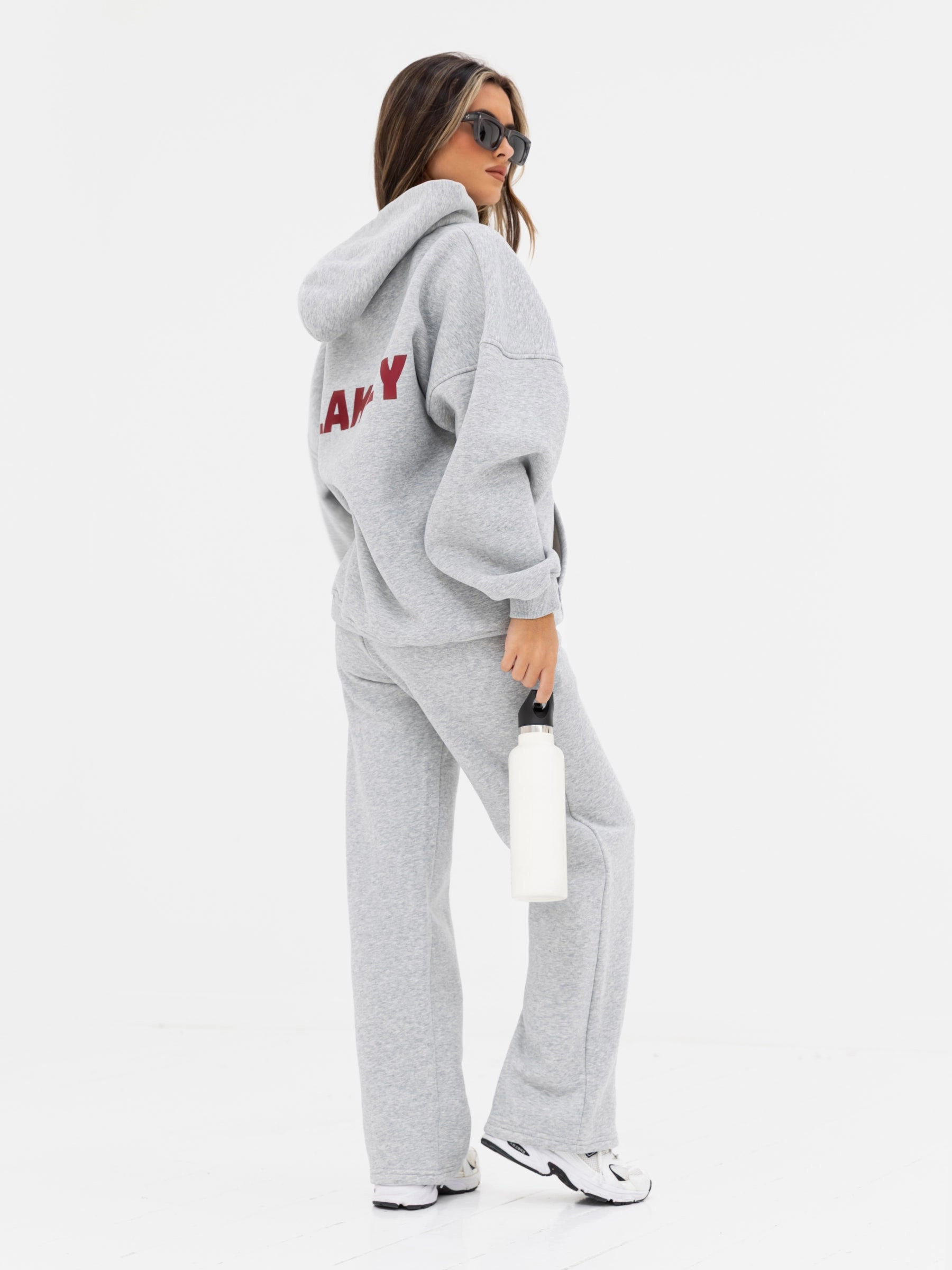 Kayla Wide Leg Sweatpants - Marl Grey AntiStaticTreatment