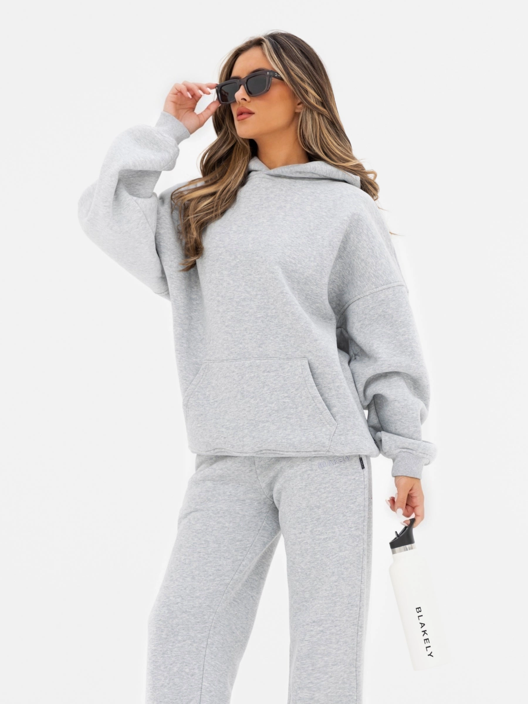 ElasticWaist Kayla Wide Leg Sweatpants - Marl Grey