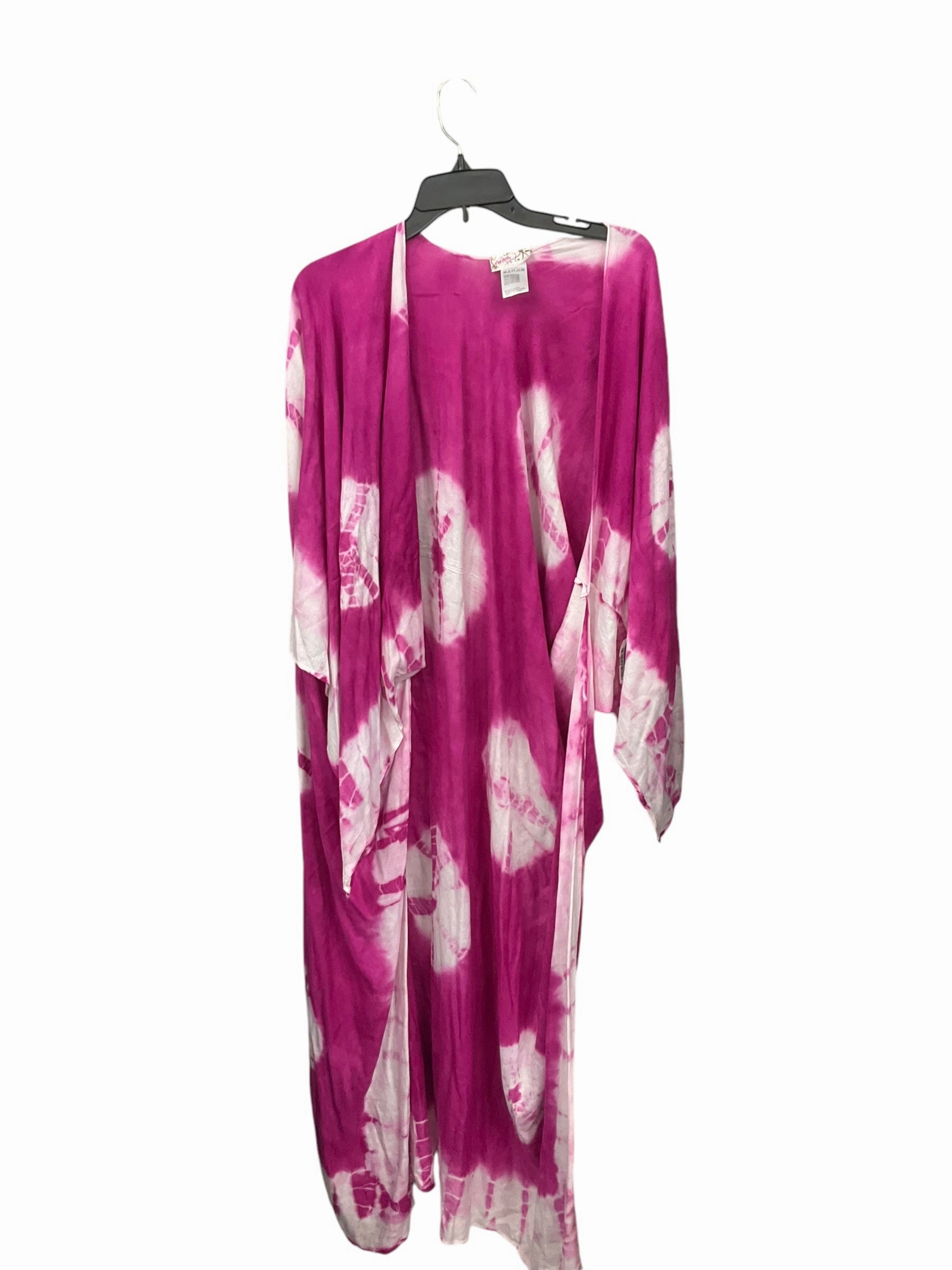 Kimono By Free People In Pink & White, Size: Onesize Tapered Side Panels