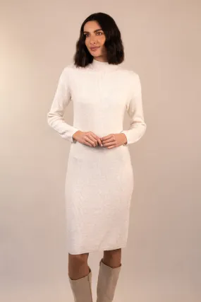 Satin Glow Lumi Cream Knit Dress