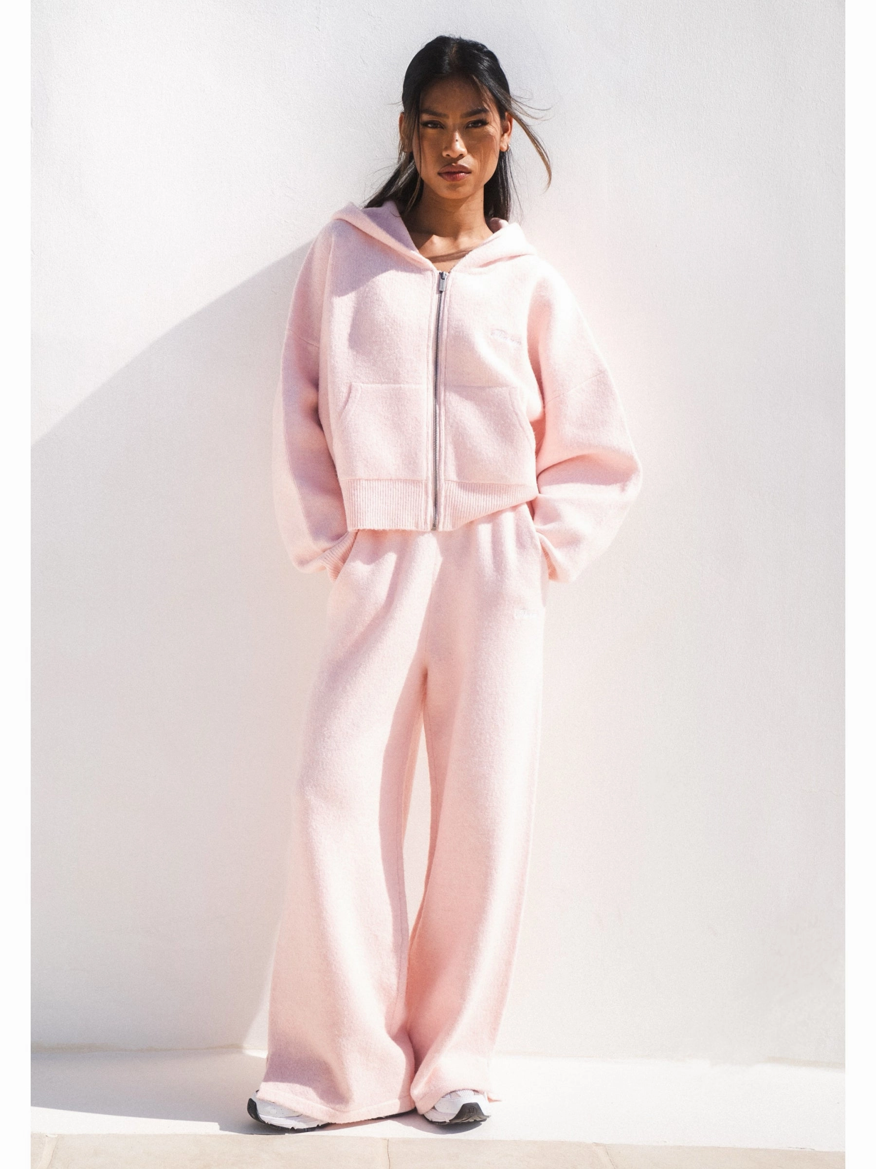 Core Cut Weekend Wear Knitted Wide Leg Sweatpants - Marshmallow Pink