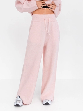 Body Fit Knitted Wide Leg Sweatpants - Marshmallow Pink