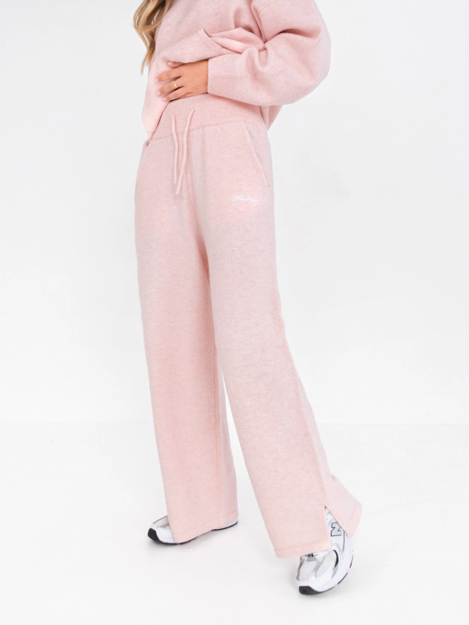 Durable Material Comfy Material Knitted Wide Leg Sweatpants - Marshmallow Pink