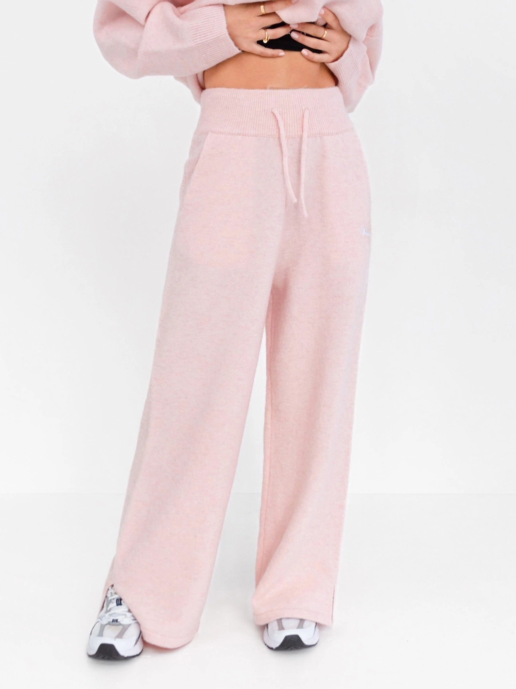 Body Fit Knitted Wide Leg Sweatpants - Marshmallow Pink