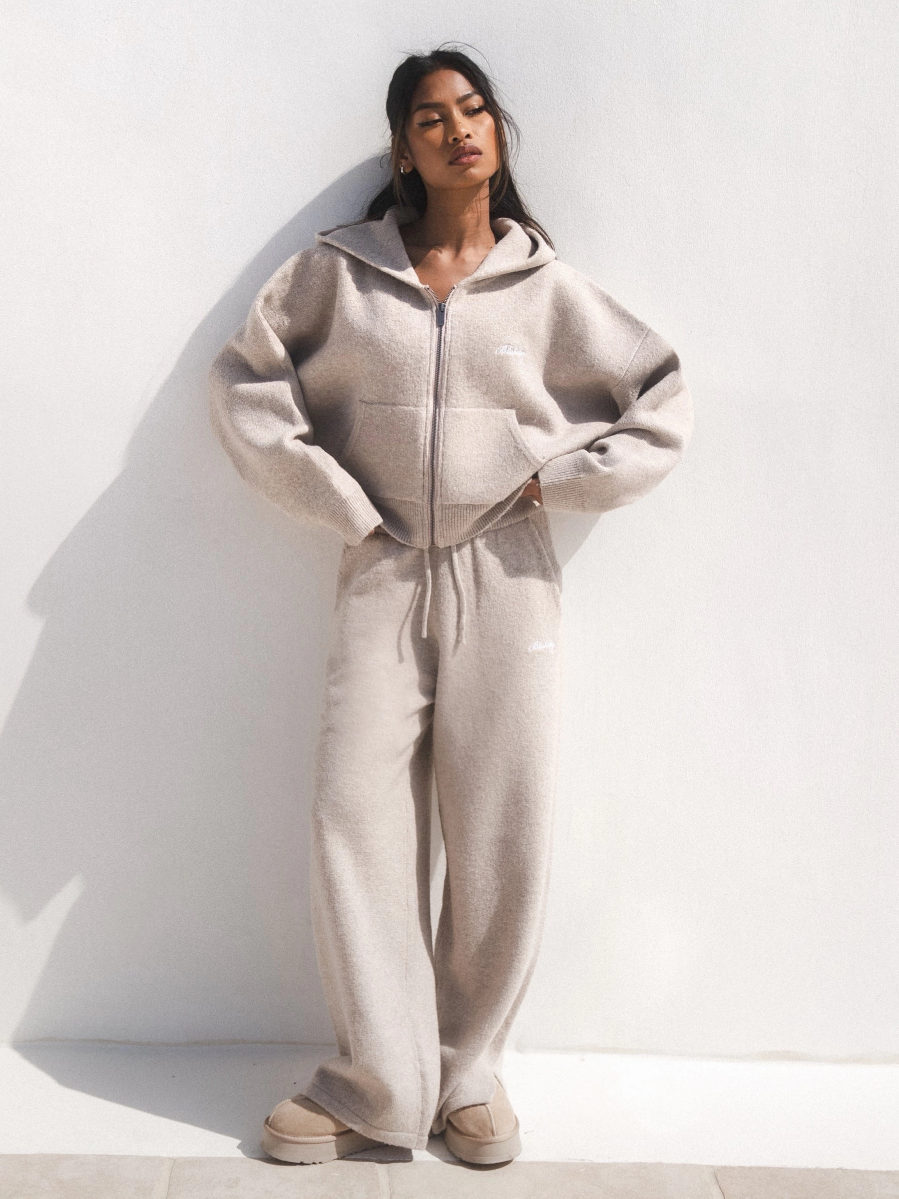 Heat Control Quick Drying Knitted Wide Leg Sweatpants - Toasted Taupe