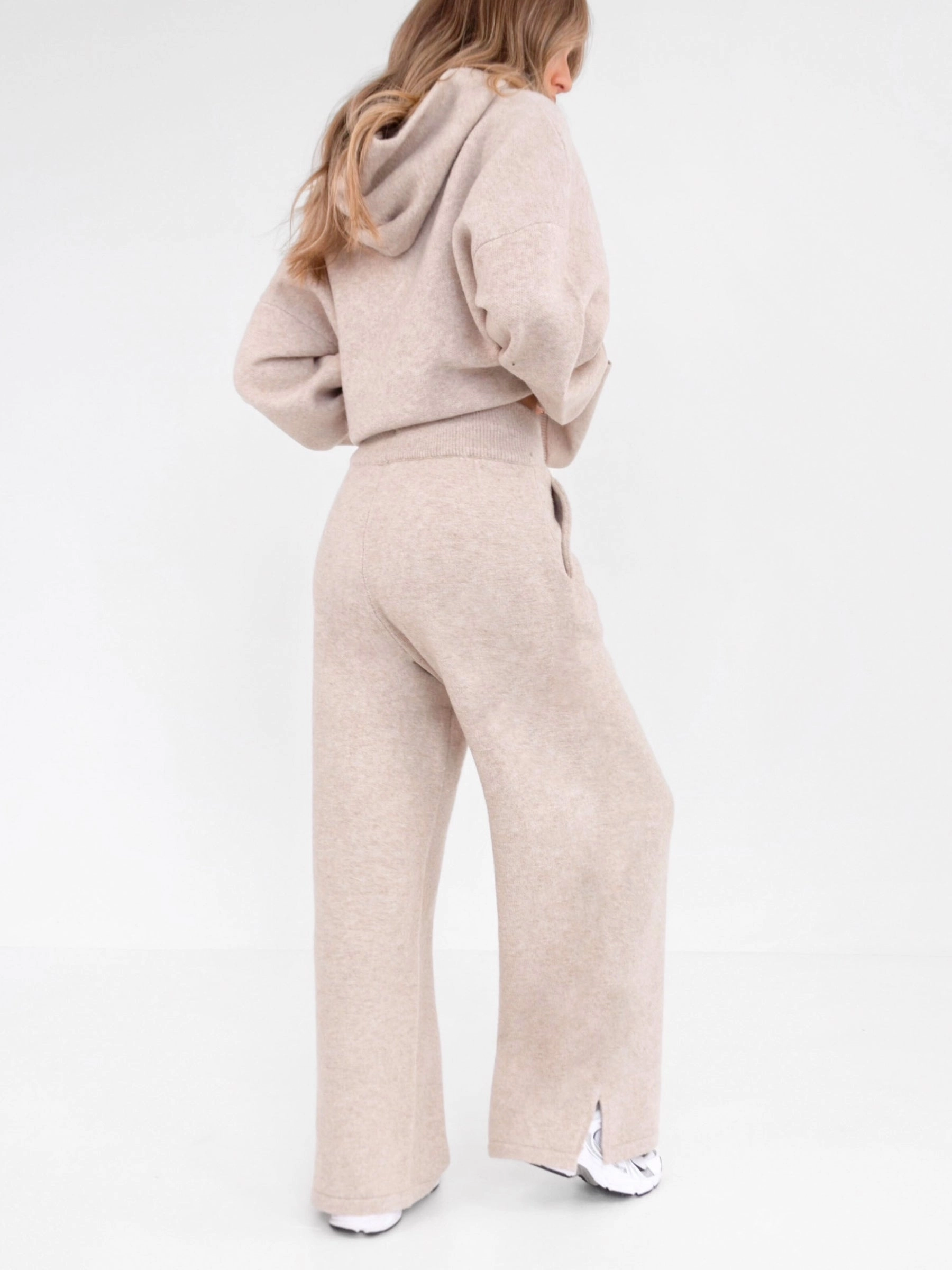 Versatile Layering Packable design Knitted Wide Leg Sweatpants - Toasted Taupe