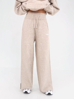 Knitted Wide Leg Sweatpants - Toasted Taupe Weather Ready