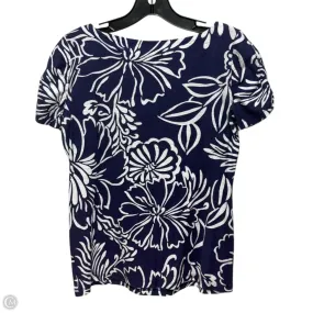 Lana Ruched Sleeve Tee Designer By Lilly Pulitzer In Blue & White, Size: S Fashion Fit