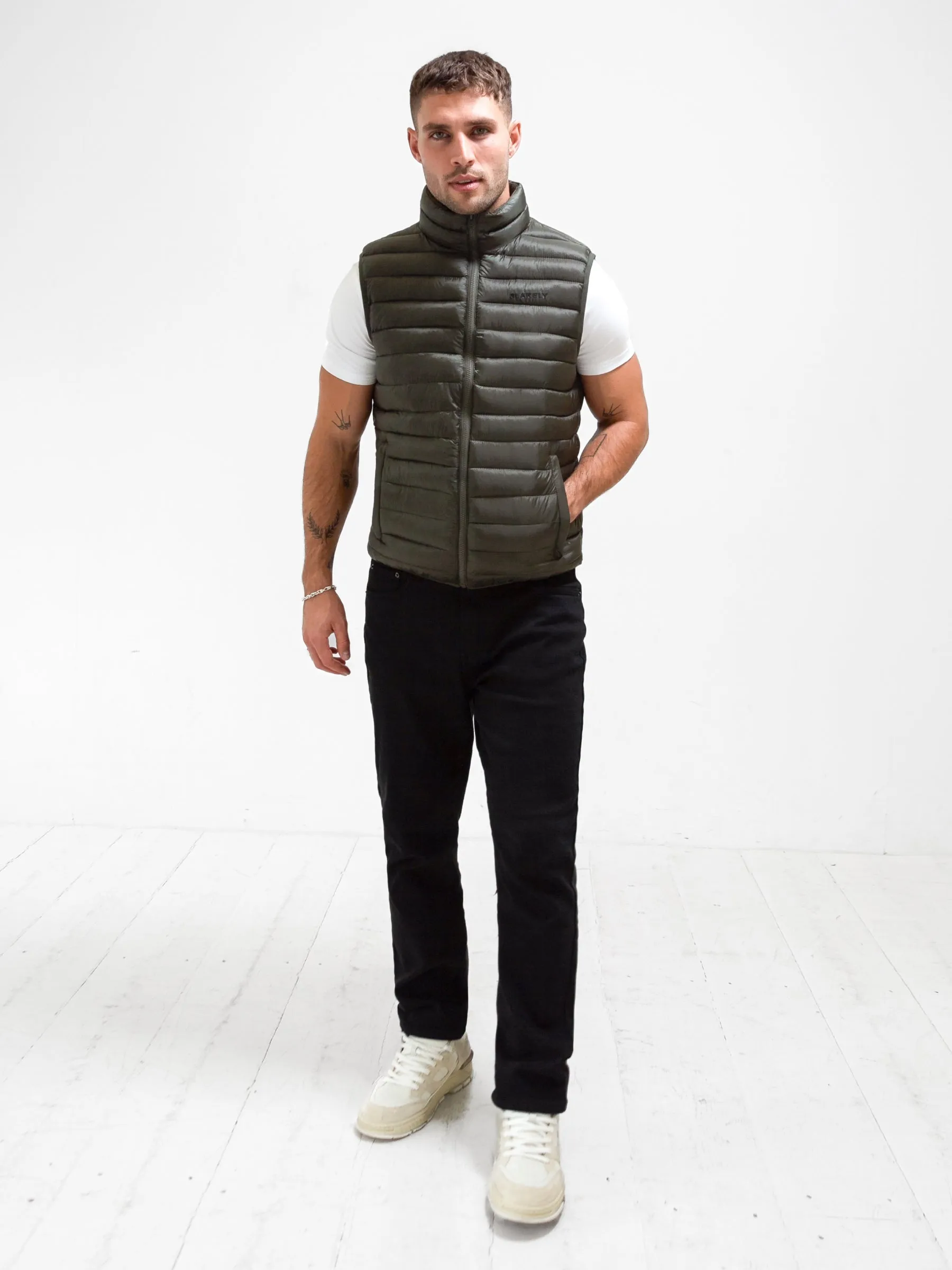Knee Length Ellis Lightweight Gilet - Dark Green