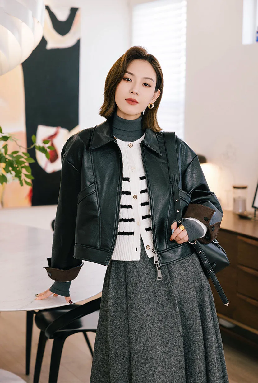 Compression Layer Stay Dry Interior Laura Faux Leather Jacket - Black