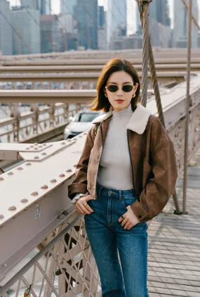 Layer Up Style Laura Suede Jacket - Brown