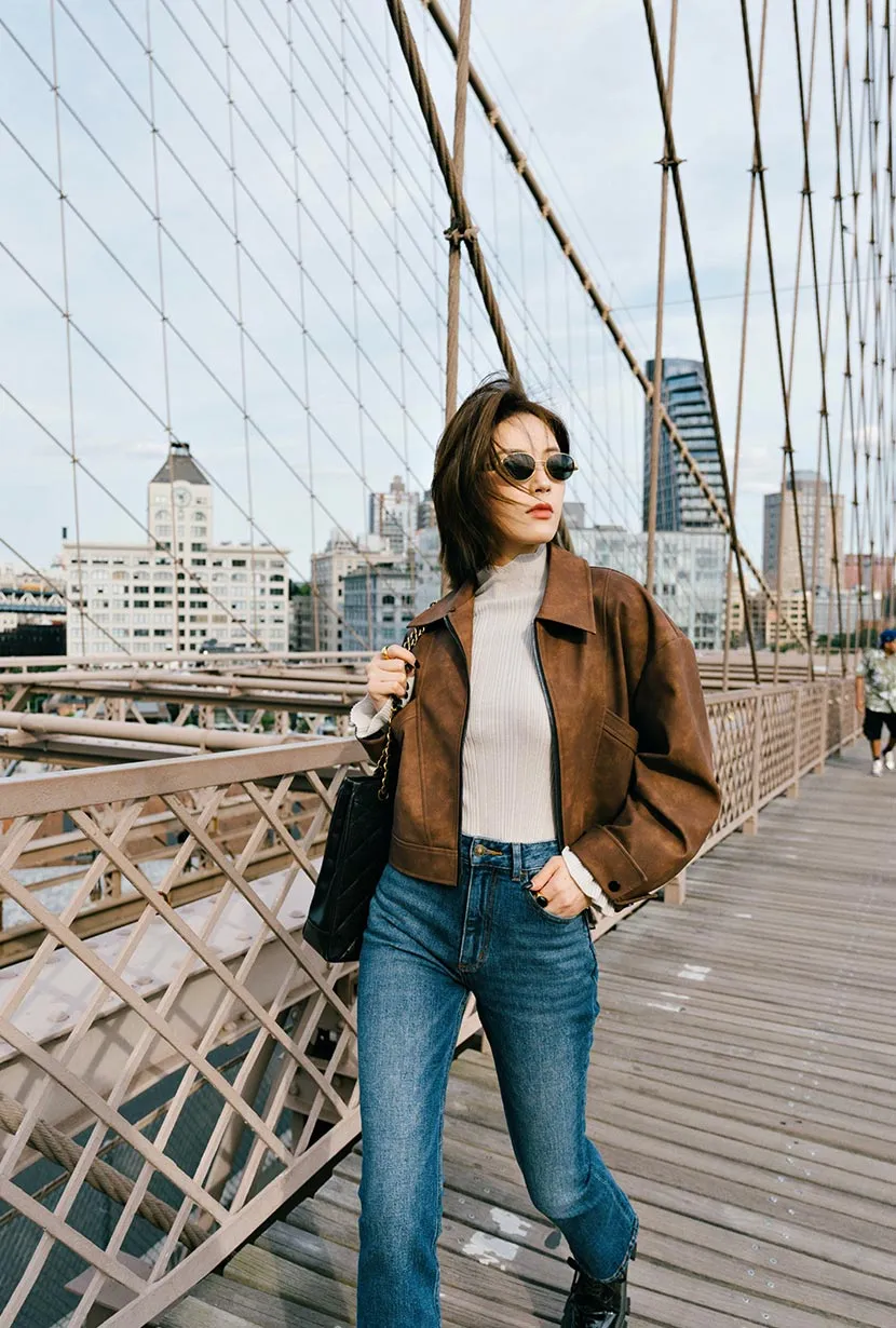 Laura Suede Jacket - Brown Breathable fabric tech