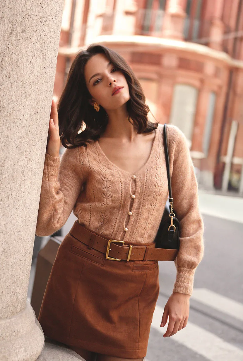 Carissa Mohair Cardigan - Camel Cool Climate