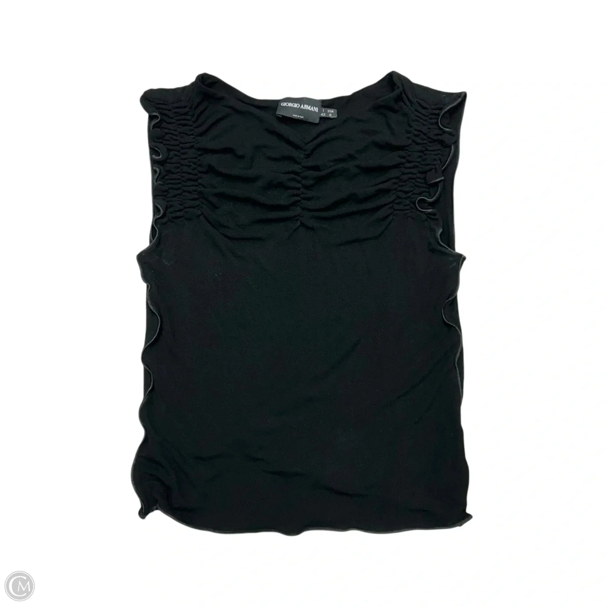 Top Short Sleeve Designer By Giorgio Armani In Black, Size: M Adaptable Stylish Look