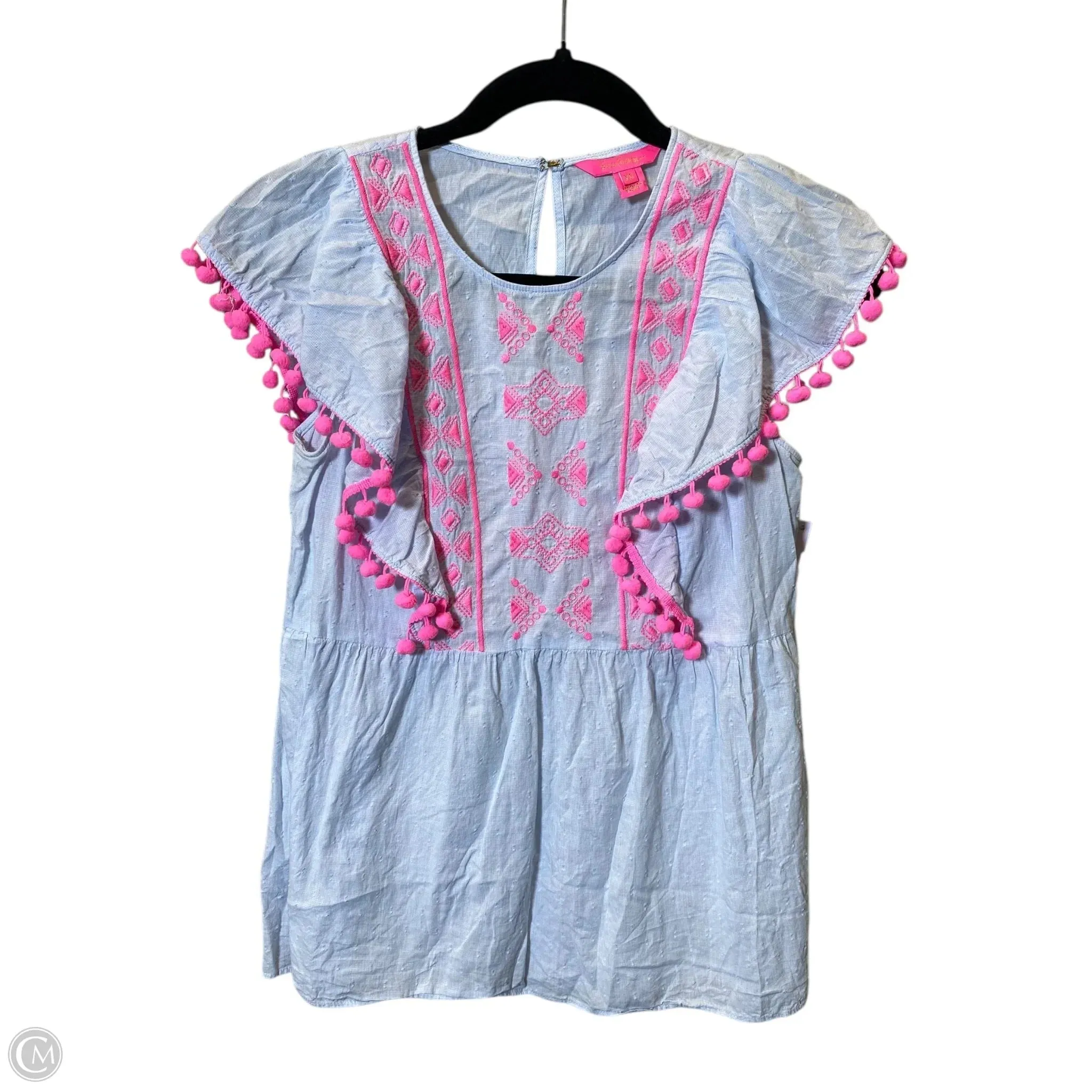 Top Short Sleeve Designer By Lilly Pulitzer In Blue & Pink, Size: Xs Durable Style theater visit