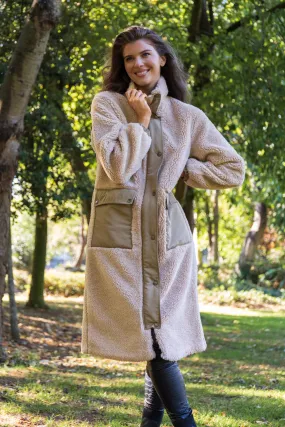 Sascha Sand Teddy Longline Jacket PFC Free Treatment Secure Internal Pockets