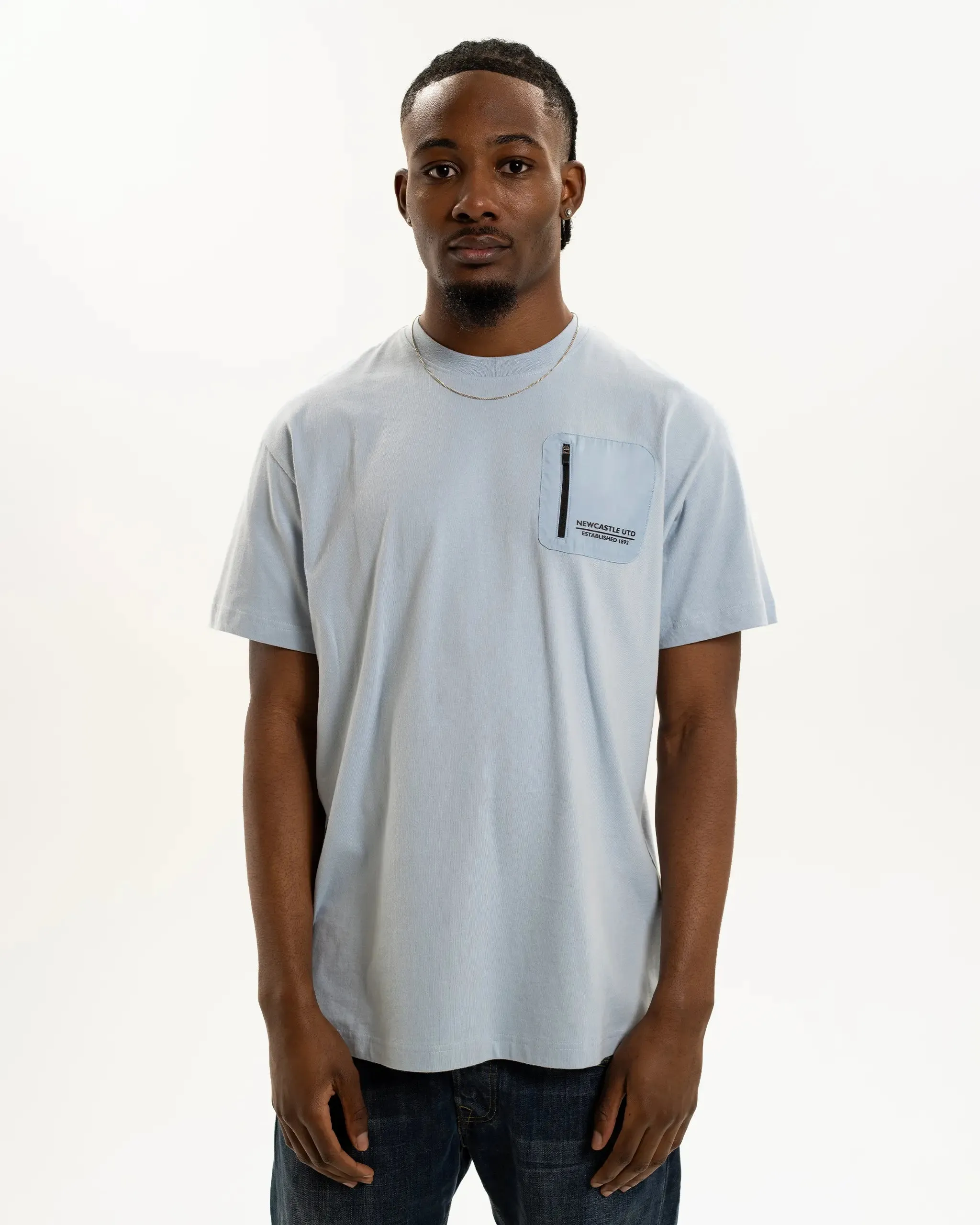 Newcastle United Men's Light Blue Pocket Detailed T-Shirt Slim Waistband Summer cool