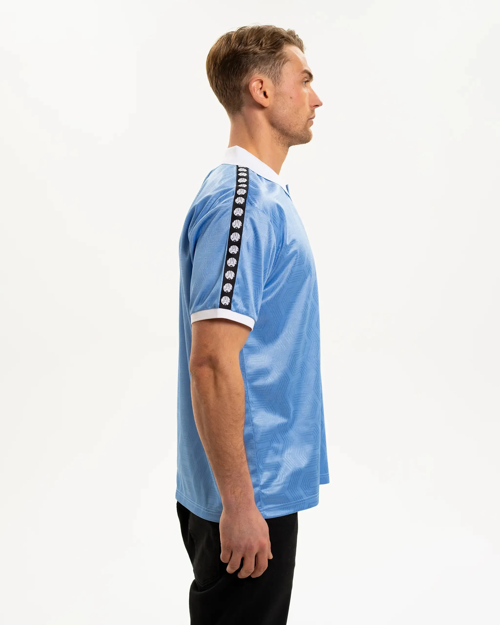 Newcastle United Men's Light Blue Tape Polo Shirt Sport Fit