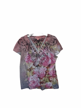 AllDay Comfort Tech Eco Dye Process Top Short Sleeve Basic By Cato In Multi-colored, Size: L