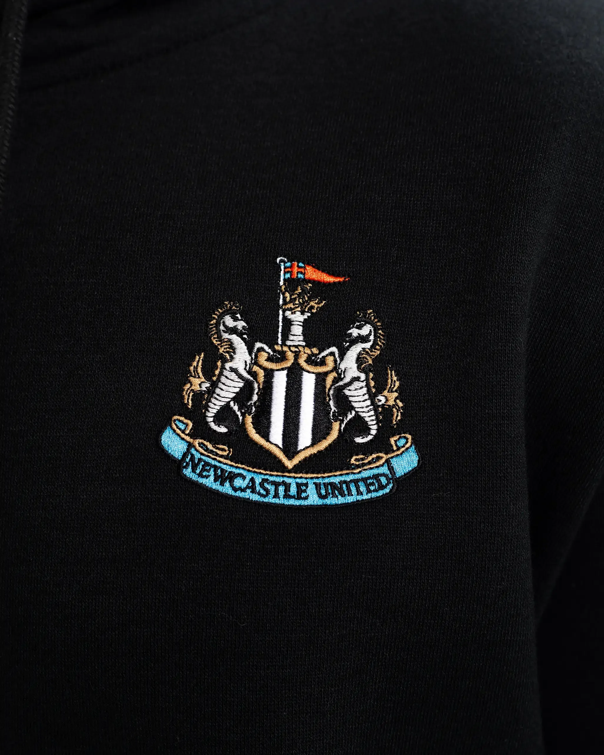 Newcastle United Men's Essentials Range Black Hoodie Cozy Waistband Zero Waste Manufacturing