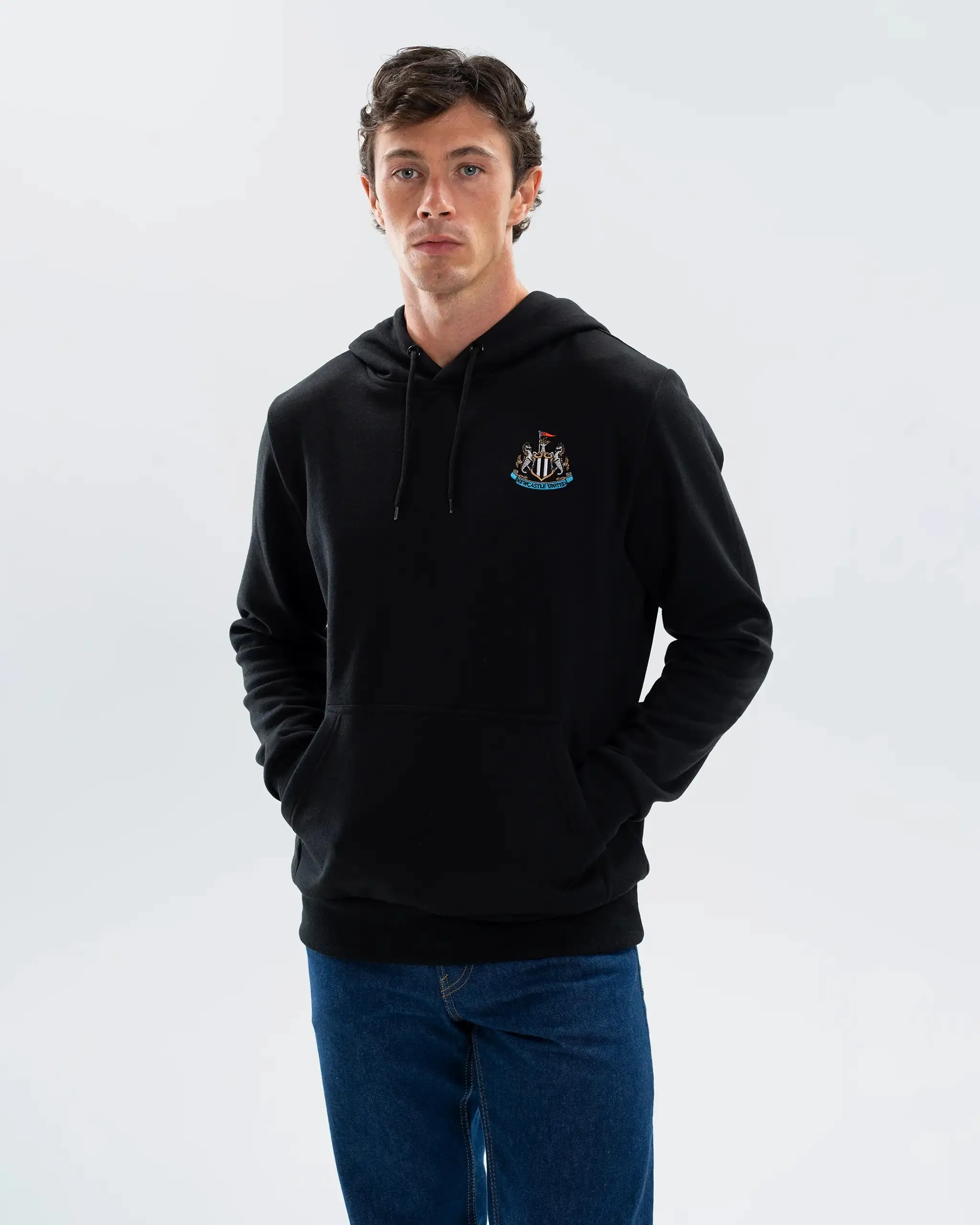 Newcastle United Men's Essentials Range Black Hoodie Cozy Performance Soft Knit Piece