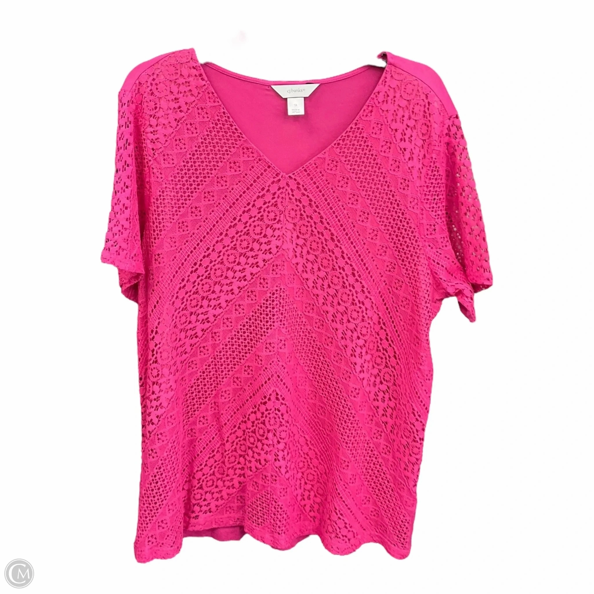 Top Short Sleeve By Cj Banks In Pink, Size: 1x Breathable Material