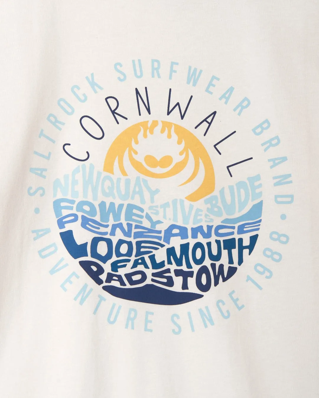 Layers Cornwall - Mens Short Sleeve T-Shirt - White Smooth Neckline Longline Hemline