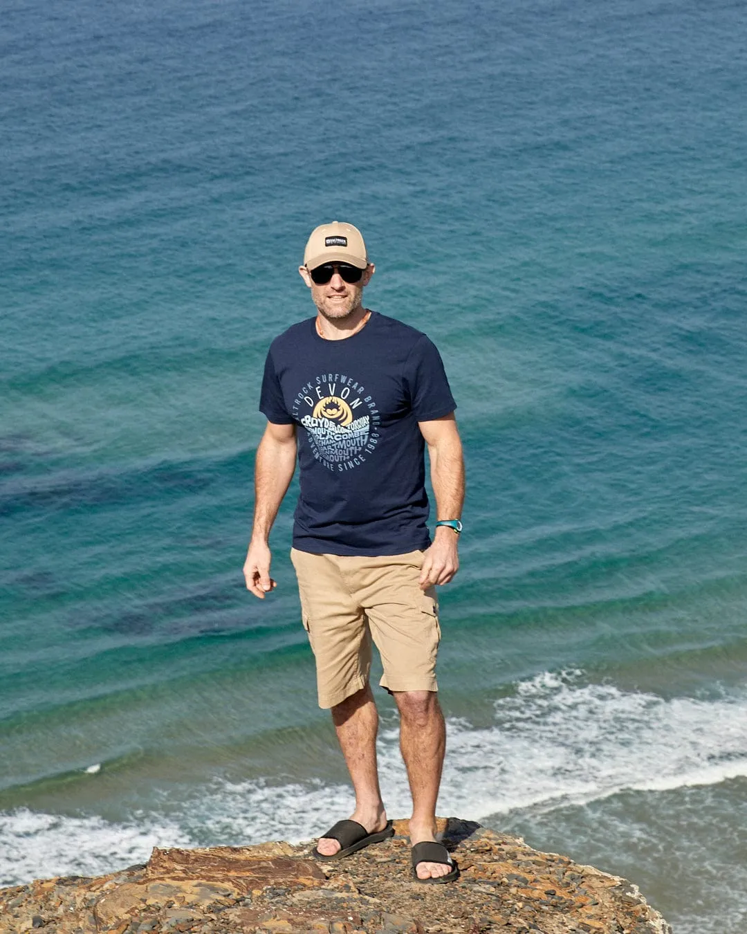 Layered Neckline Layers Devon - Mens Short Sleeve T-Shirt - Blue
