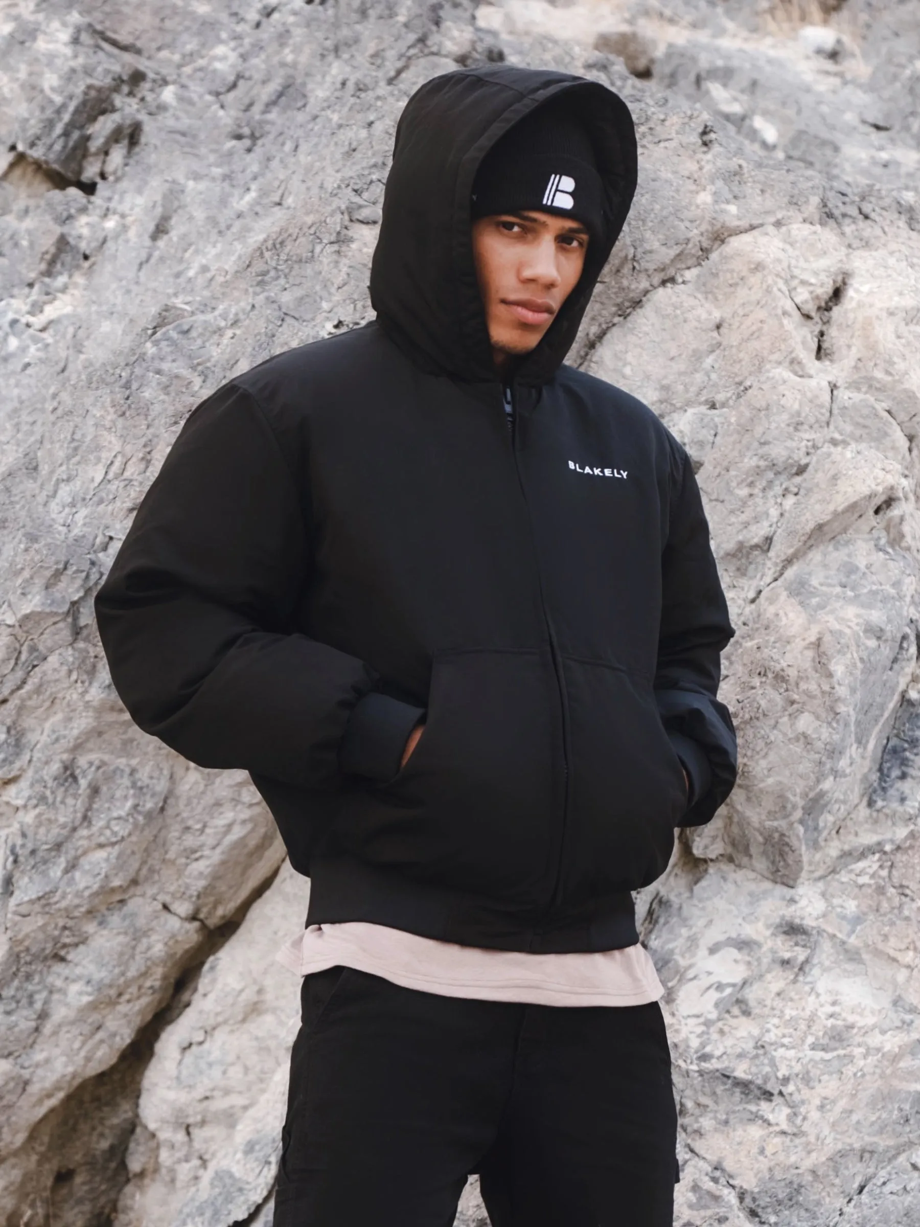 Layton Hooded Jacket - Black Durable Double Stitching