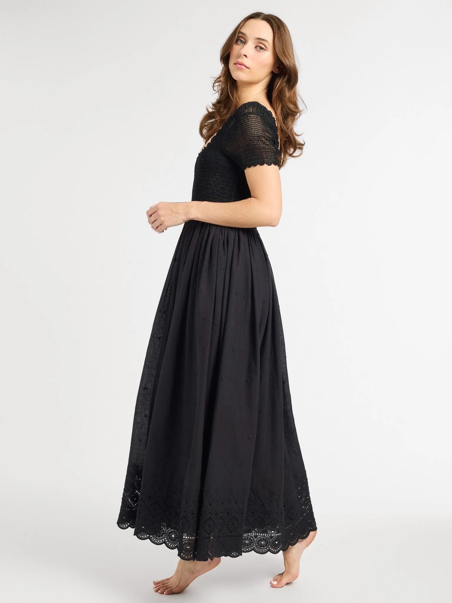 Carla Crochet Dress in Black Quick Look Romantic Soft