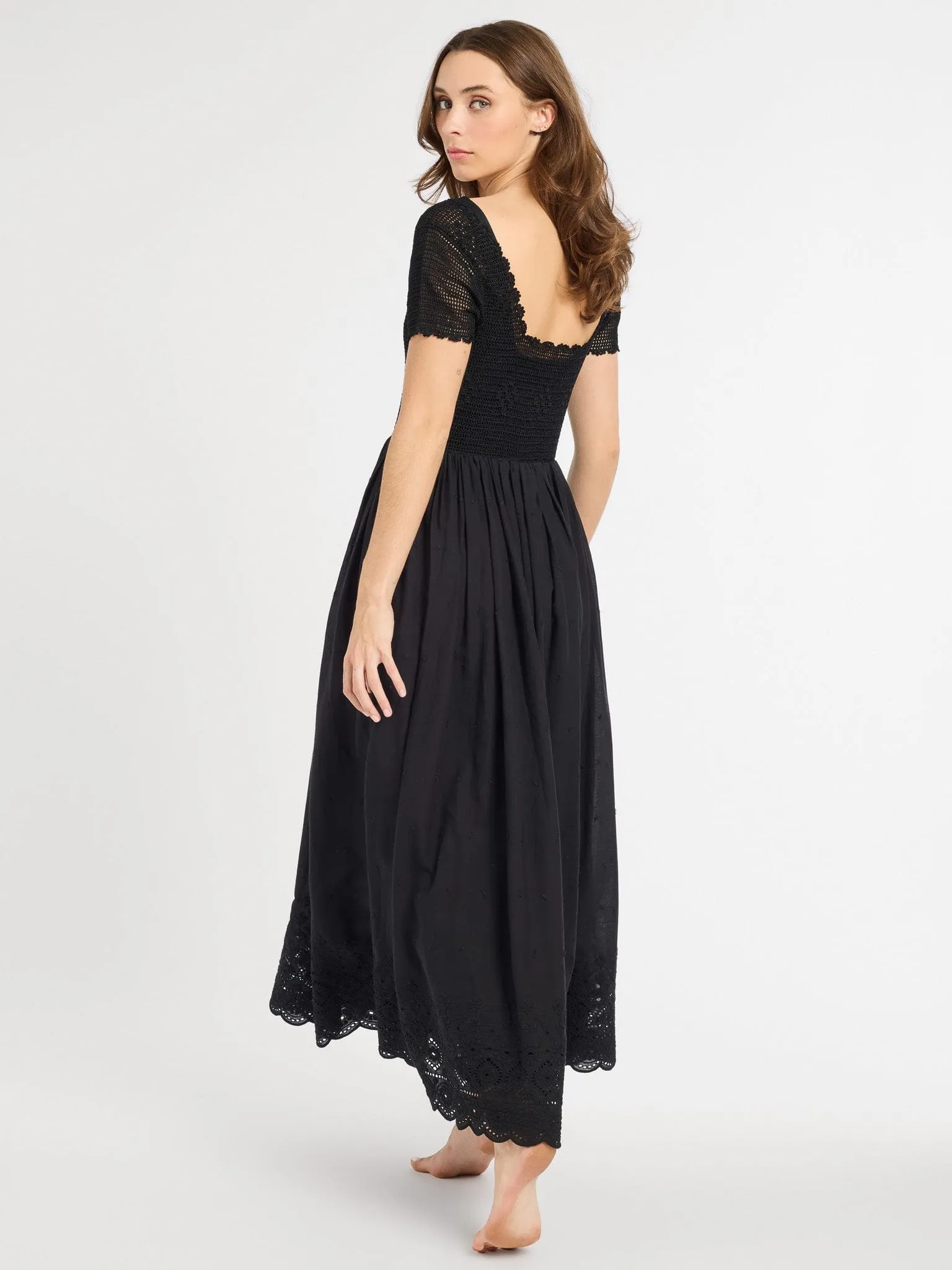 Vibrant Spirit Removable-Straps Carla Crochet Dress in Black