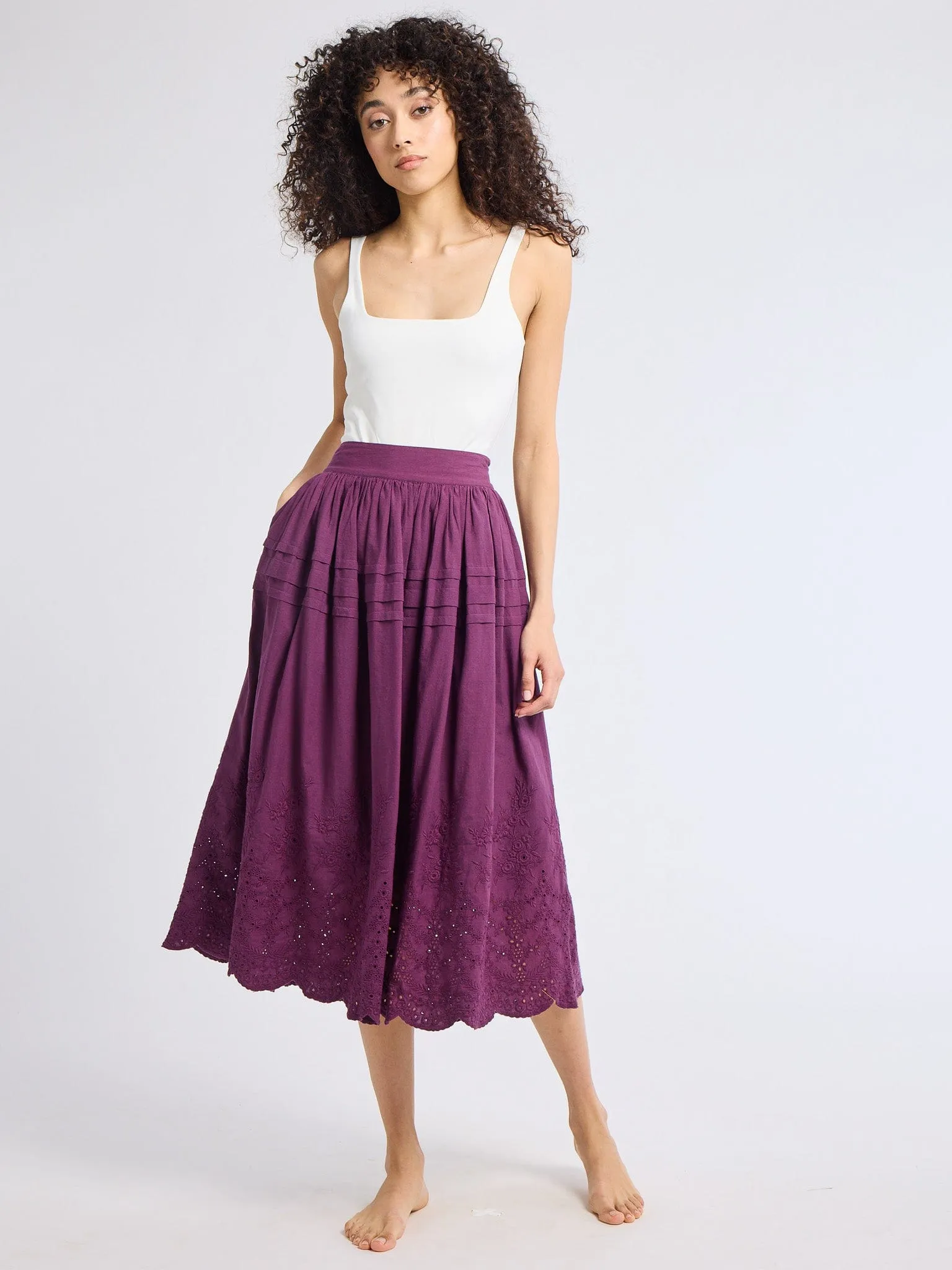 Leonie Skirt in Plum Eyelet Ombre effect