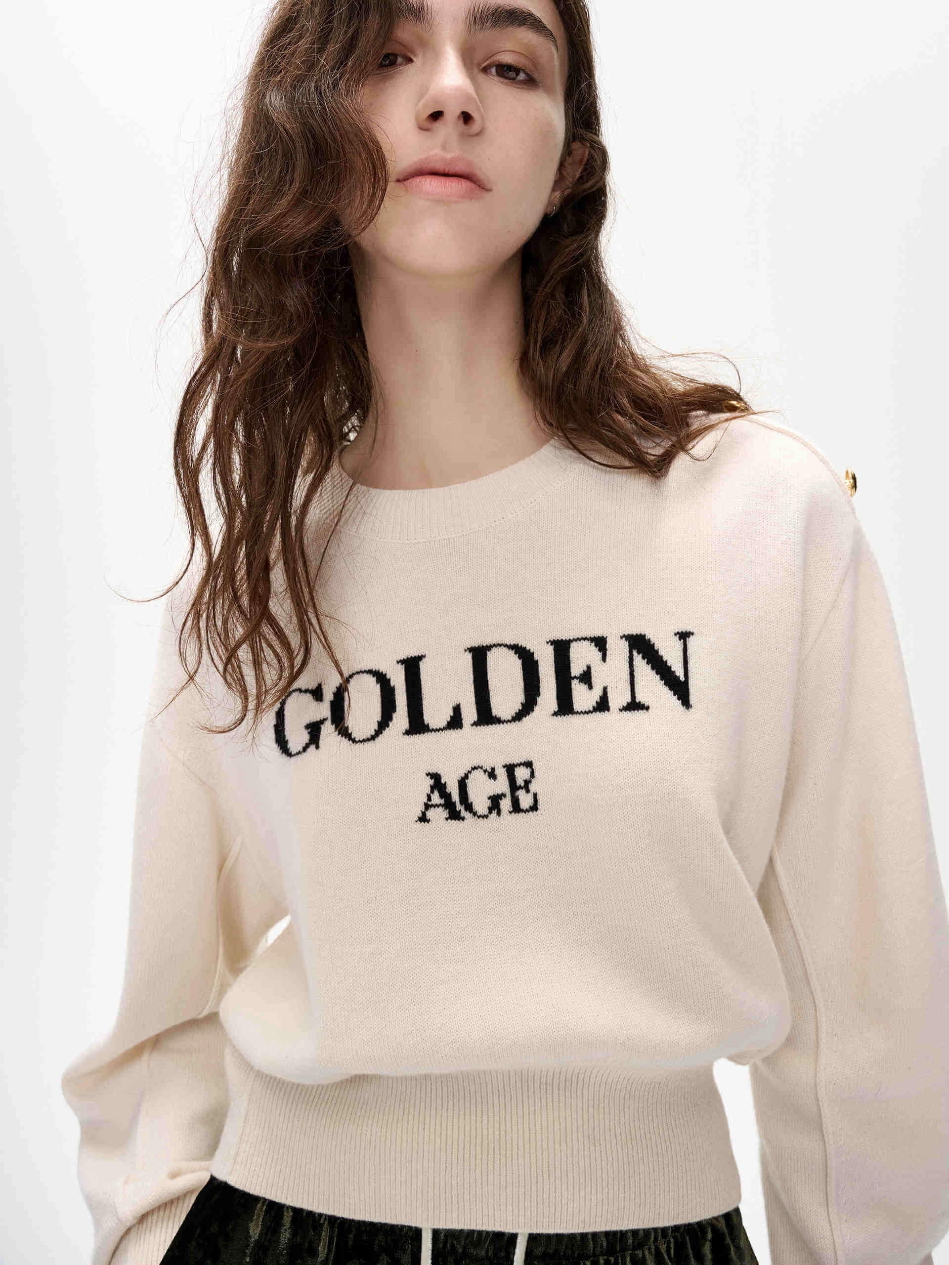 Letter Print Wool Sweater Temperature Control Technology Soft Touch Material