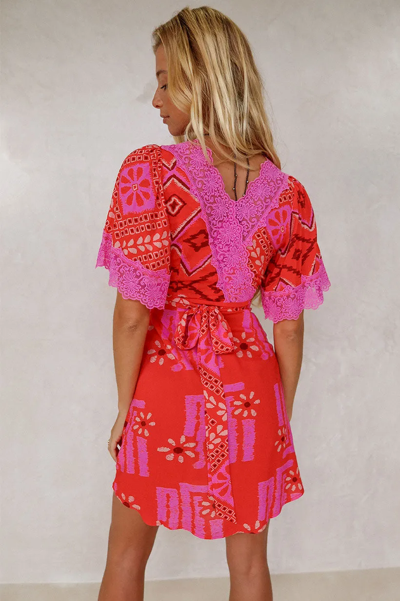 Airy Fabric Layered Fit Libertine Lace Mini Dress
