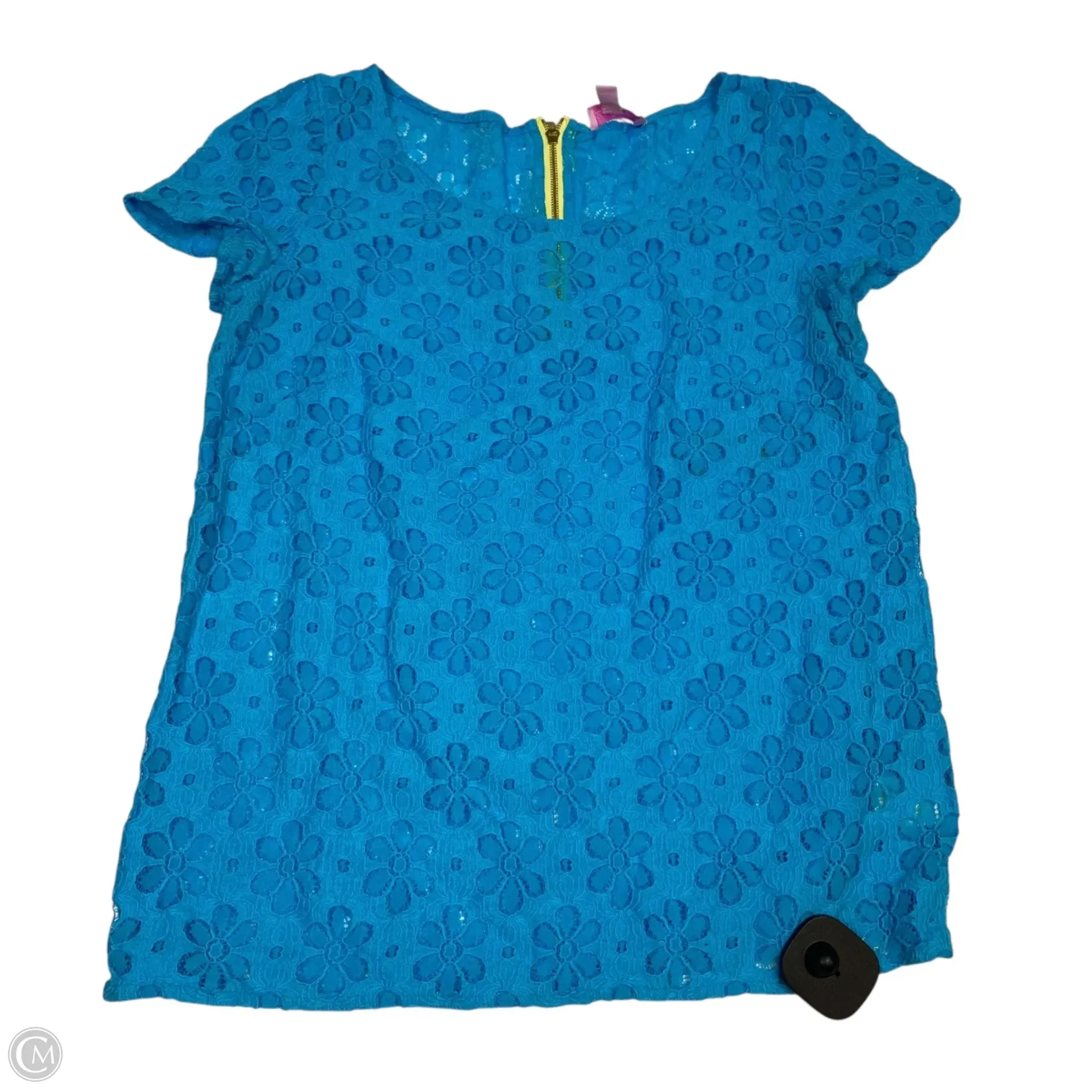AntiStaticFinish Top Short Sleeve Designer By Lilly Pulitzer In Blue, Size: S