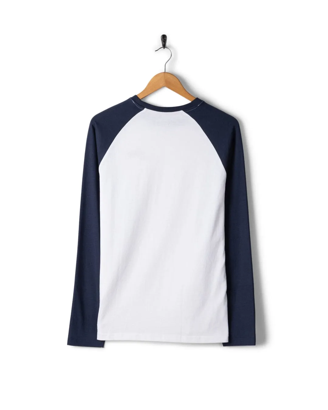 Quick Dry Material Sporty Look Wear Pitcher Embroidery - Mens Raglan Long Sleeve T-Shirt - Dark Purple