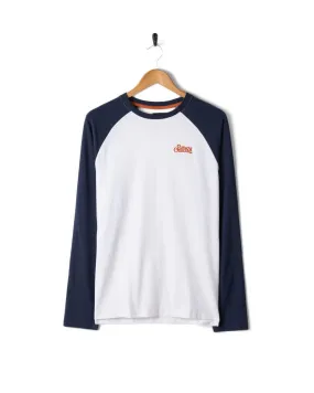 Pitcher Embroidery - Mens Raglan Long Sleeve T-Shirt - Dark Purple Lightweight Construction