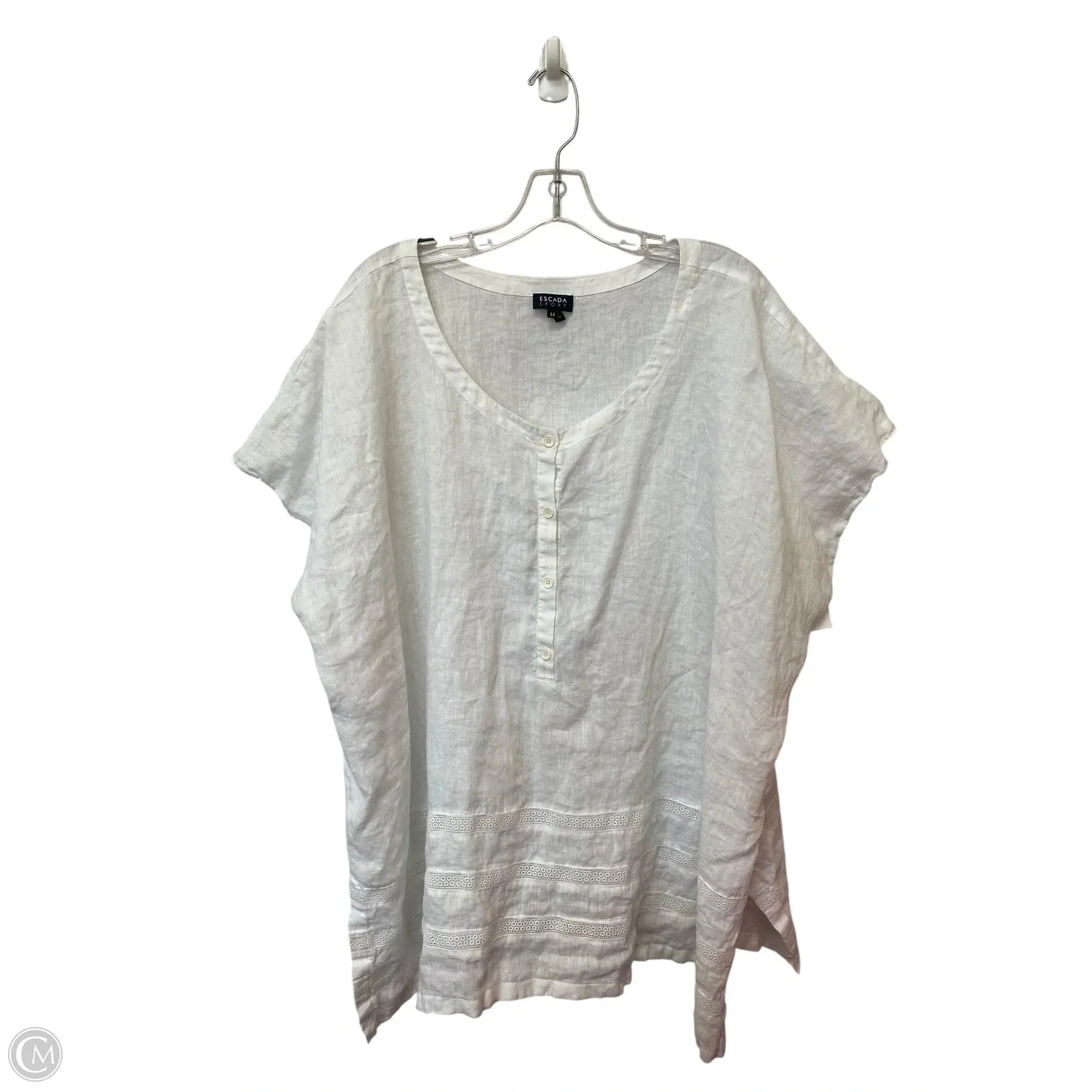 Top Short Sleeve Designer By Escada In White, Size: 3x Versatile Performance Midweight Knit