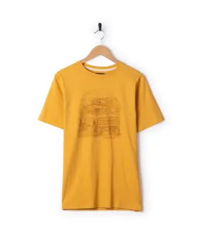 Ribbed Collar Design Axle - Mens Short Sleeve T-Shirt - Yellow