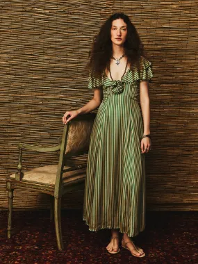 Lucie Dress in Almond & Green Stripe Spring Style