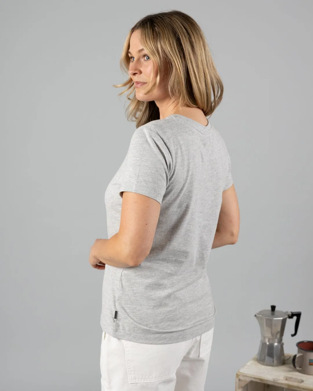 Velator - Womens Short Sleeve T-Shirt - Grey Marl Flexible Collar