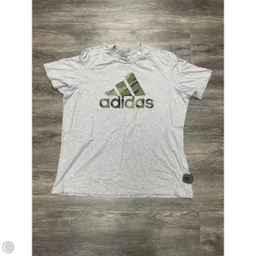 Athletic Top Short Sleeve By Adidas In Grey, Size: 2x Antibacterial
