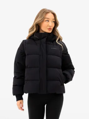 Multiway Puffer Coat 2 - Black Double Layered Fabric Taped Edges